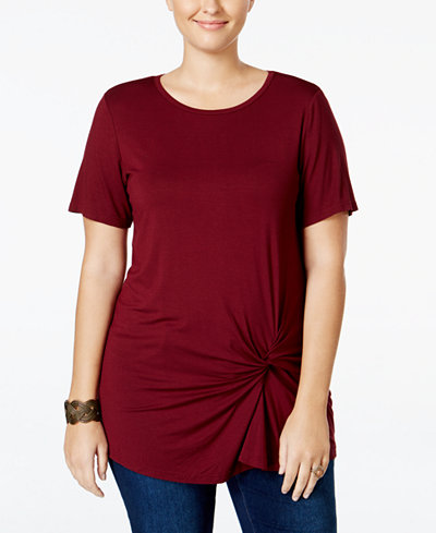 WHITESPACE Trendy Plus Size Knotted Top