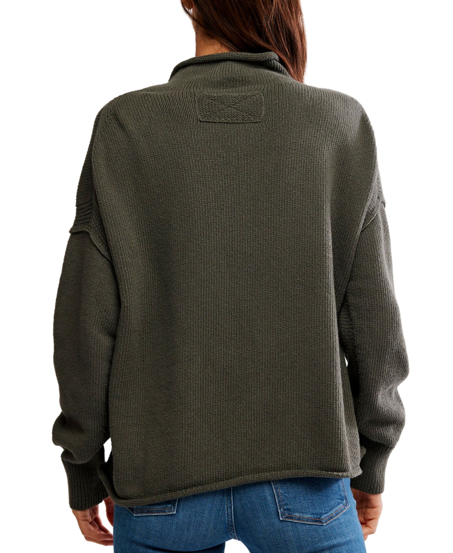 Женский свитер Free People Torres Mock Neck Oversized Long-Sleeve, цвет: Армейский — фото 5