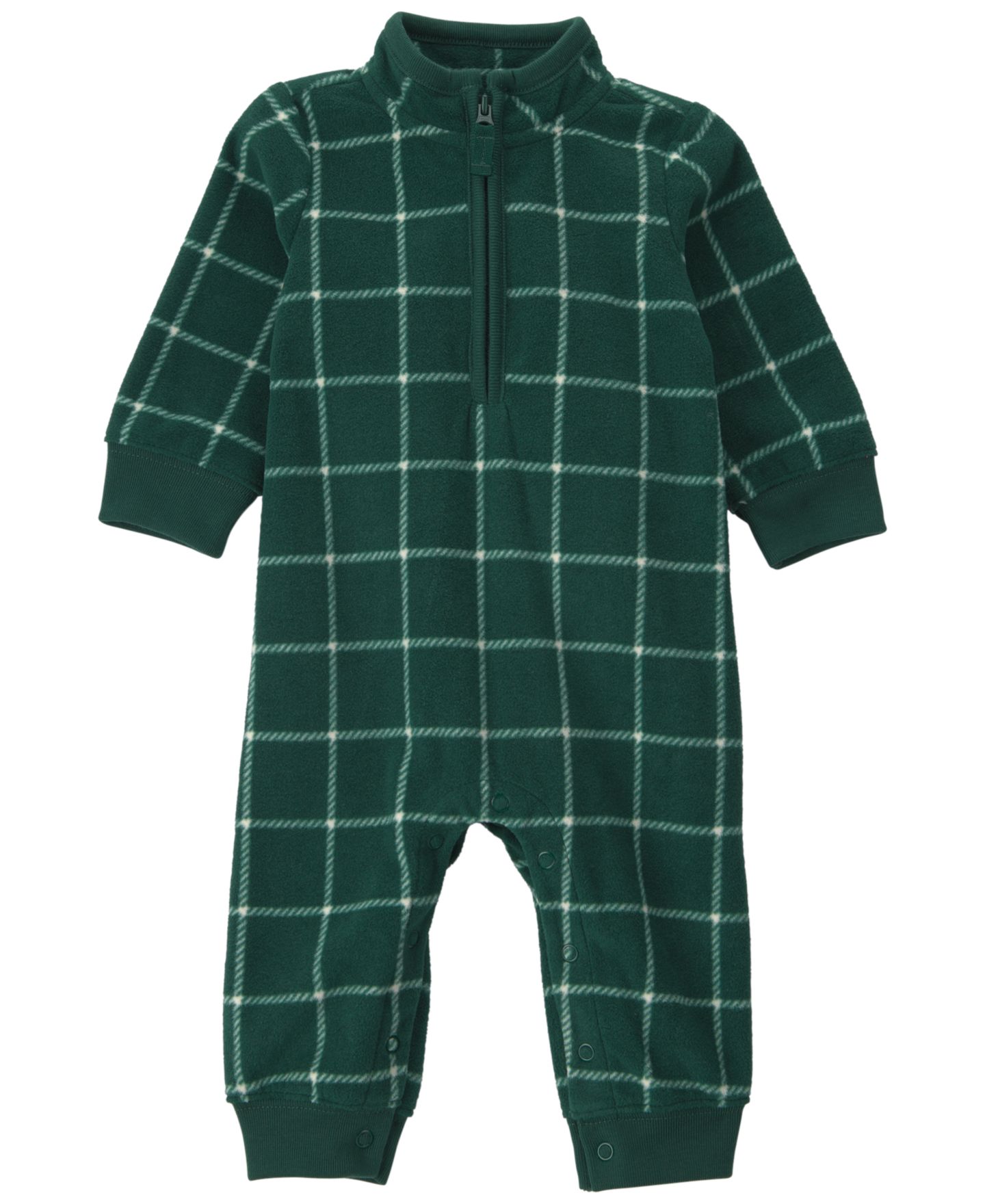 Комбинезон Carter's Windowpane-Plaid Long-Sleeve with Quarter Zip для мальчиков-малышей, цвет: Зелёный — фото 1