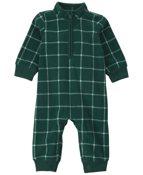 Комбинезон Carter's Windowpane-Plaid Long-Sleeve with Quarter Zip для мальчиков-малышей, цвет: Зелёный