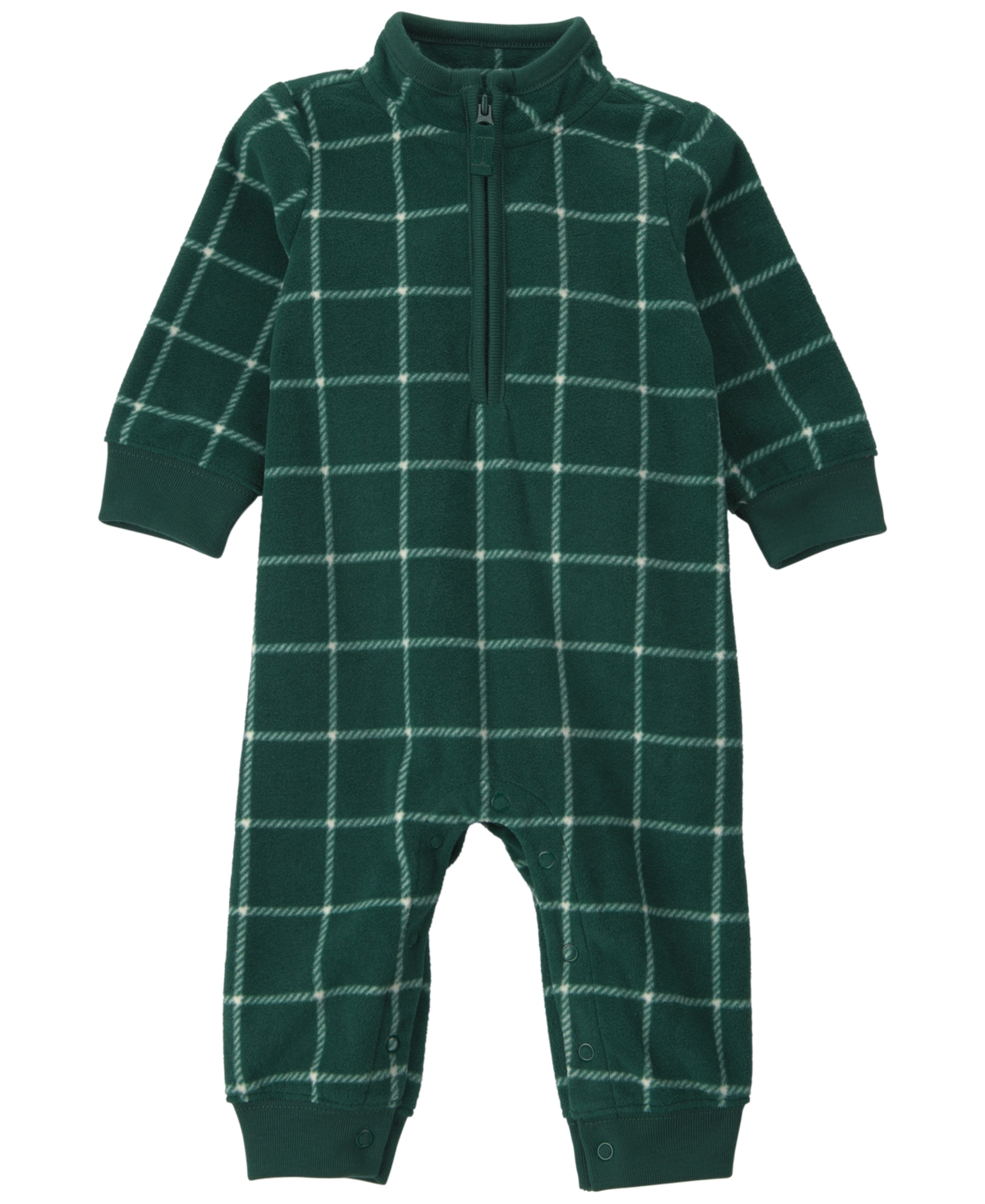 Carter's Baby Boys' Windowpane-Plaid Long-Sleeve Jumpsuit with Quarter Zip