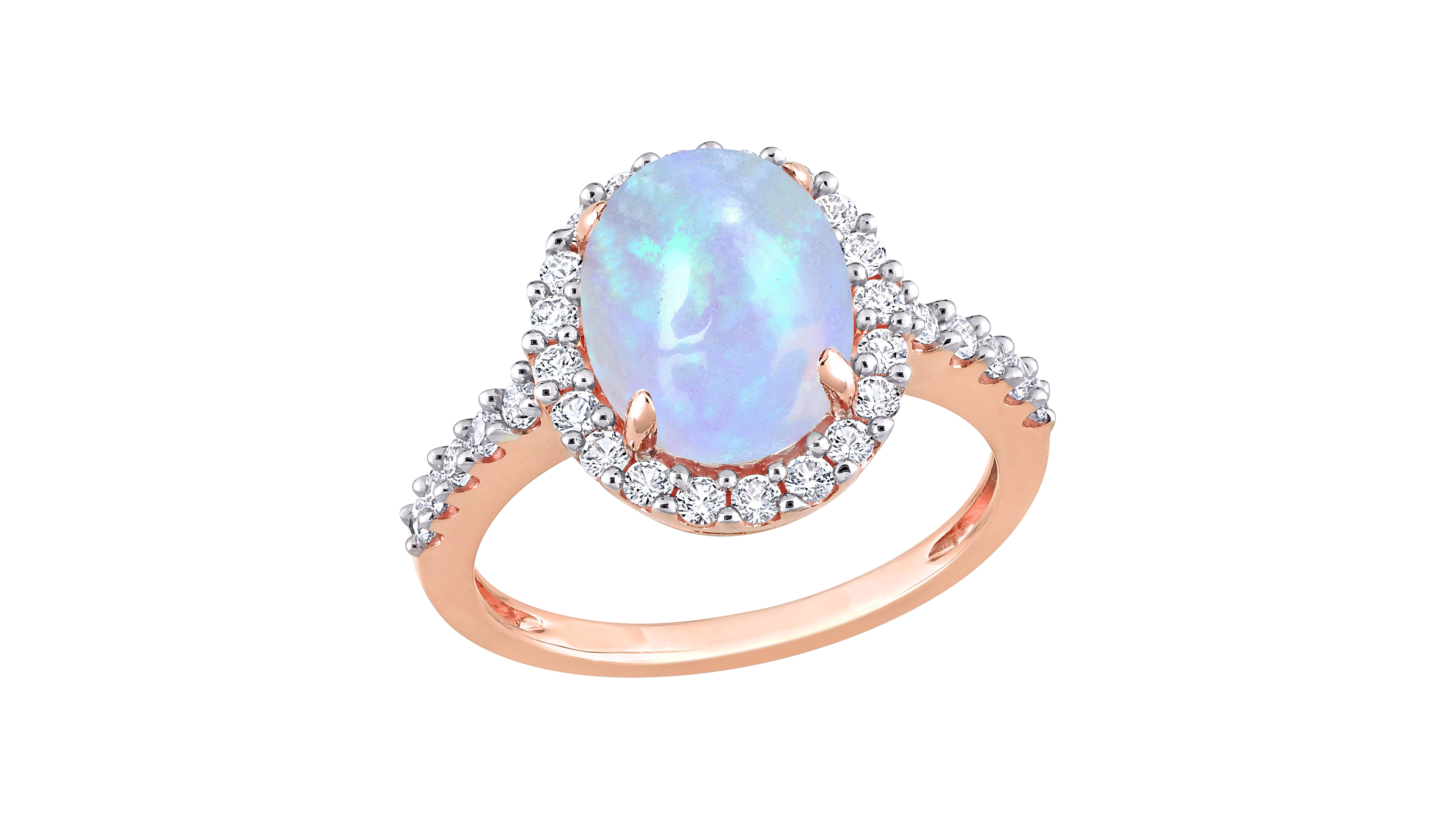Macy's Opal Halo Ring with Lab-Created White Sapphire (2-1/3 ct.) 10k Rose Gold