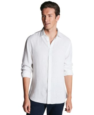 Men's Slim-Fit Long-Sleeve Classic-Collar Linen Button-Up Shirt