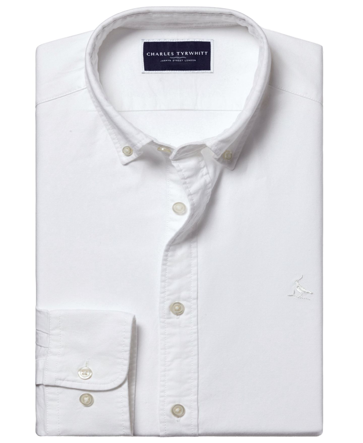 Мужская рубашка Charles Tyrwhitt Slim-Fit Long-Sleeve Cotton, цвет: Белый — фото 4