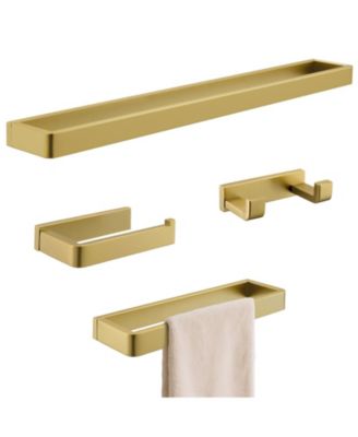 4 Piece 23.6" Bathroom Hardware Set Brushed Gold Square