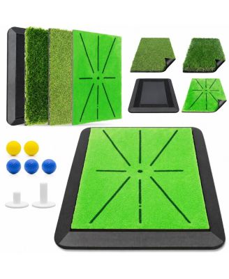 3 In 1 Golf Practice Mat With Swing Path Feedback Replaceable Turf Surfaces