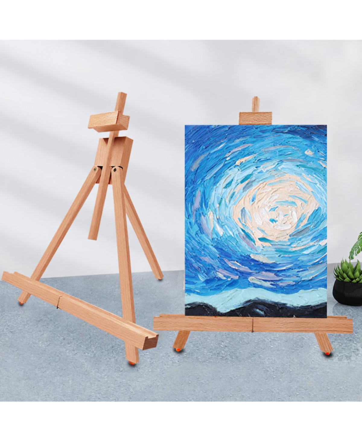 Aeelike Solid Beechwood Foldable Tabletop Art Easel Adjustable Display Stand