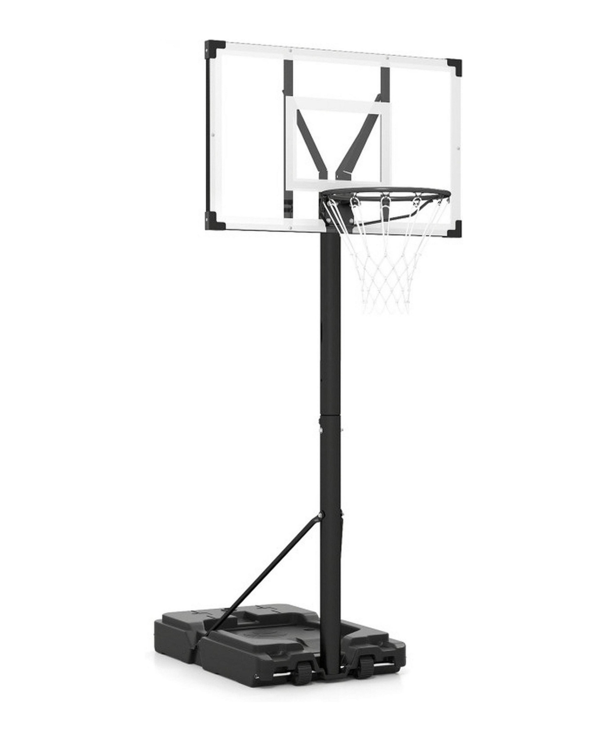 Sugift Adjustable Portable Basketball Hoop System 4.43-10 Ft Height Range - Black