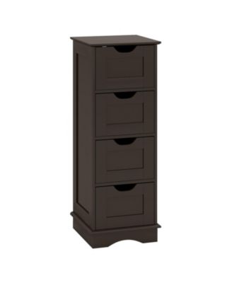 Slim Bathroom Storage Cabinet with 4 Drawers and Cutout Handles