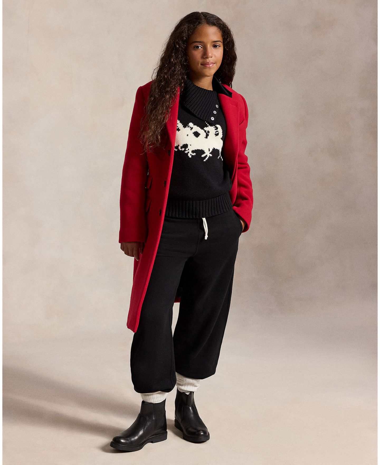 Брюки Polo Ralph Lauren Fleece Wide-Leg Sweatpant для девочек, цвет: Чёрный — фото 4