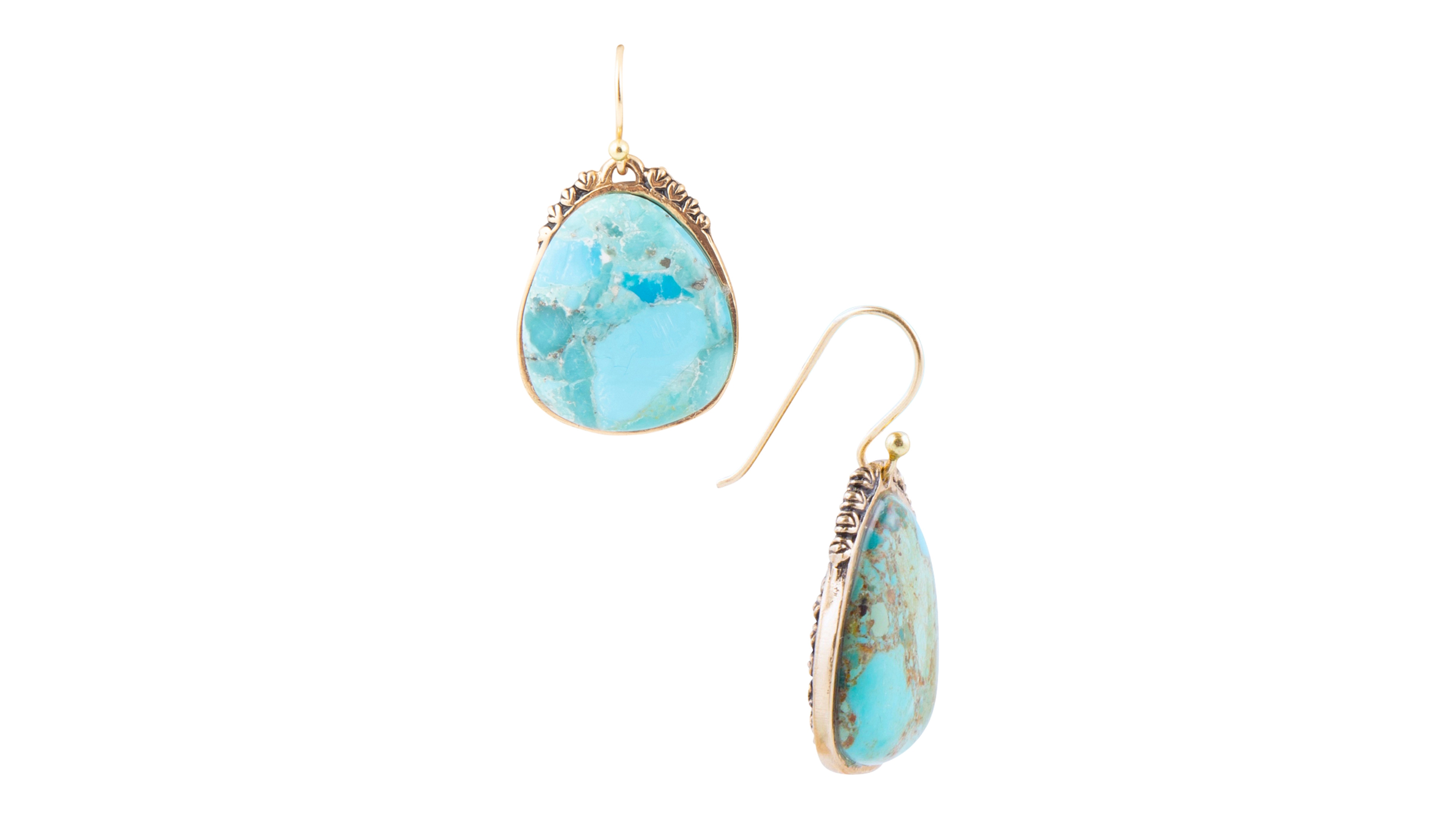 Barse Genuine Turquoise Agave Statement Chandelier Drop Earrings