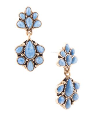 Genuine Blue Lapis Concho Denim Drop Earrings