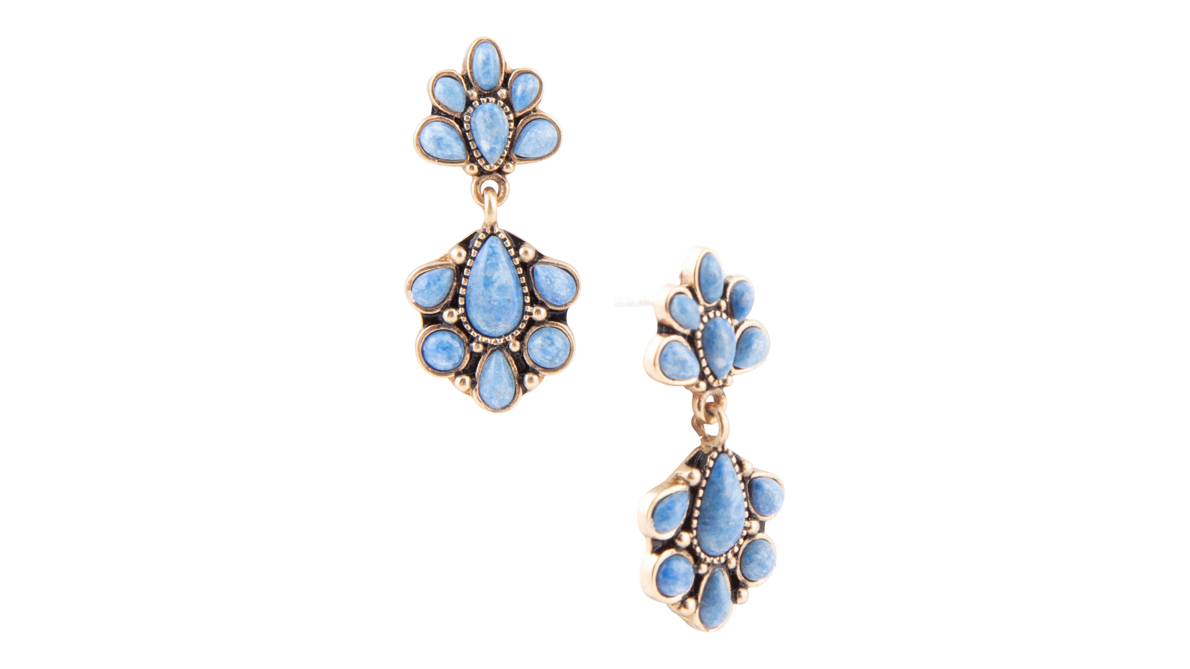 Barse Genuine Blue Lapis Concho Denim Drop Earrings