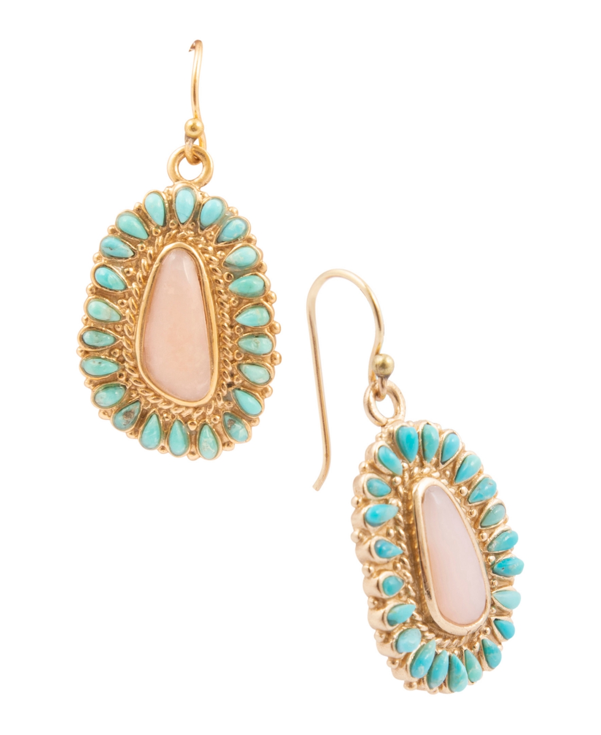 Barse Pink Opal & Blue Turquoise Gold-Tone Cactus Rose Drop Earrings