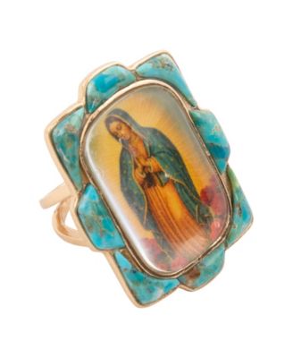 Women's Turquoise Inlay Our Lady of Guadalupe Ring