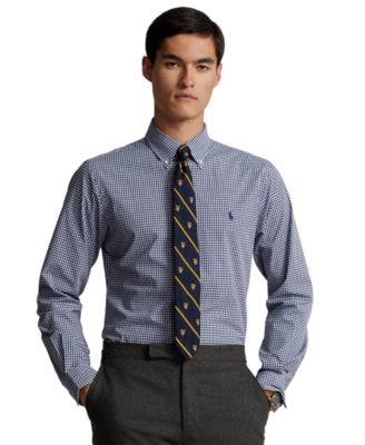 Men's Custom Gingham Stretch Cotton-Blend Poplin Dress Shirt
