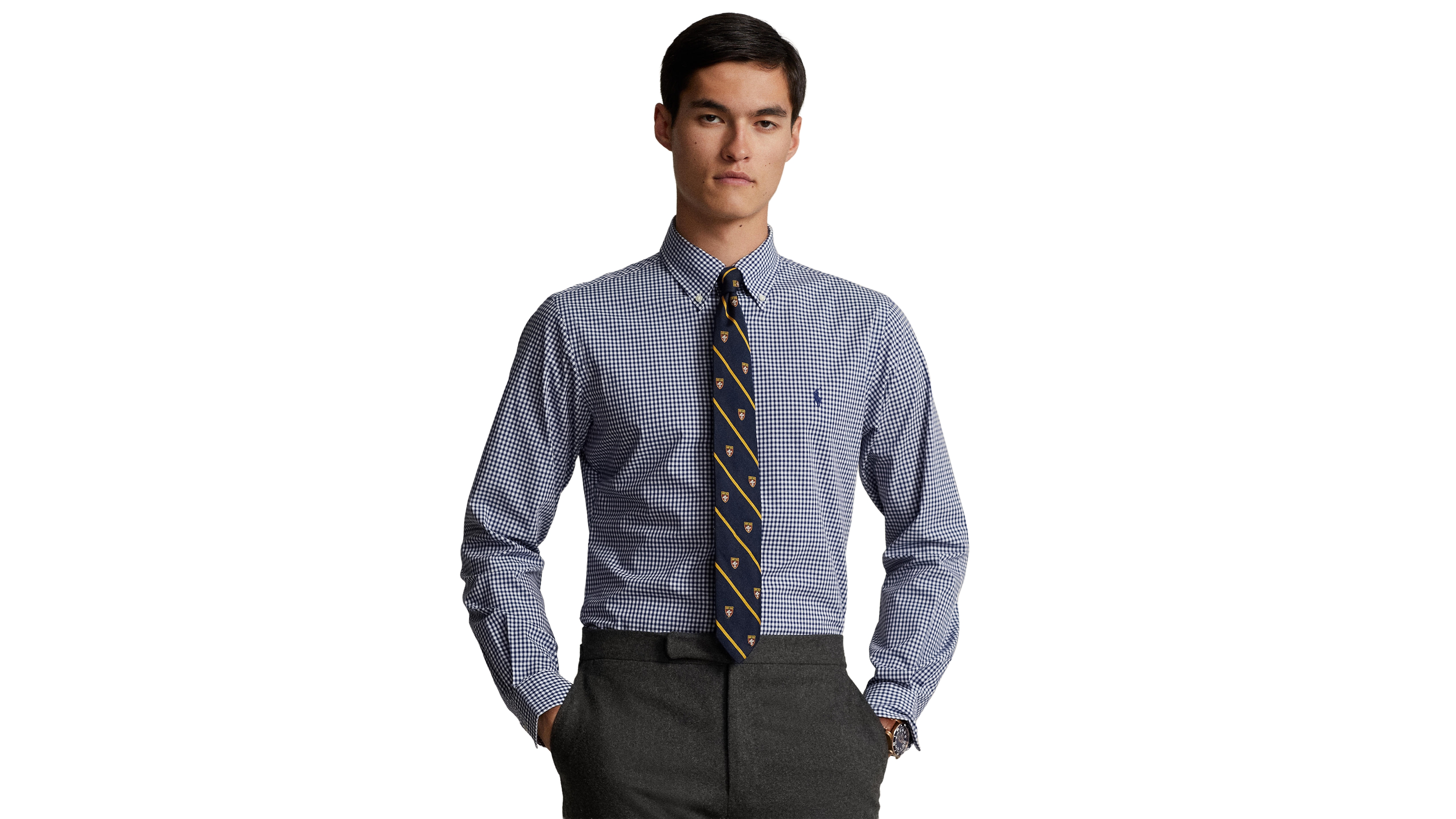Polo Ralph Lauren Men's Custom Gingham Stretch Cotton-Blend Poplin Dress Shirt
