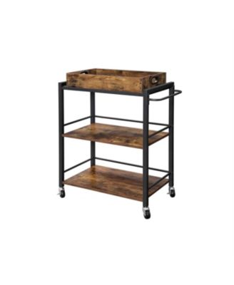 3-Tier Kitchen Microwave Cart with Serving Tray and Rolling Wheels
