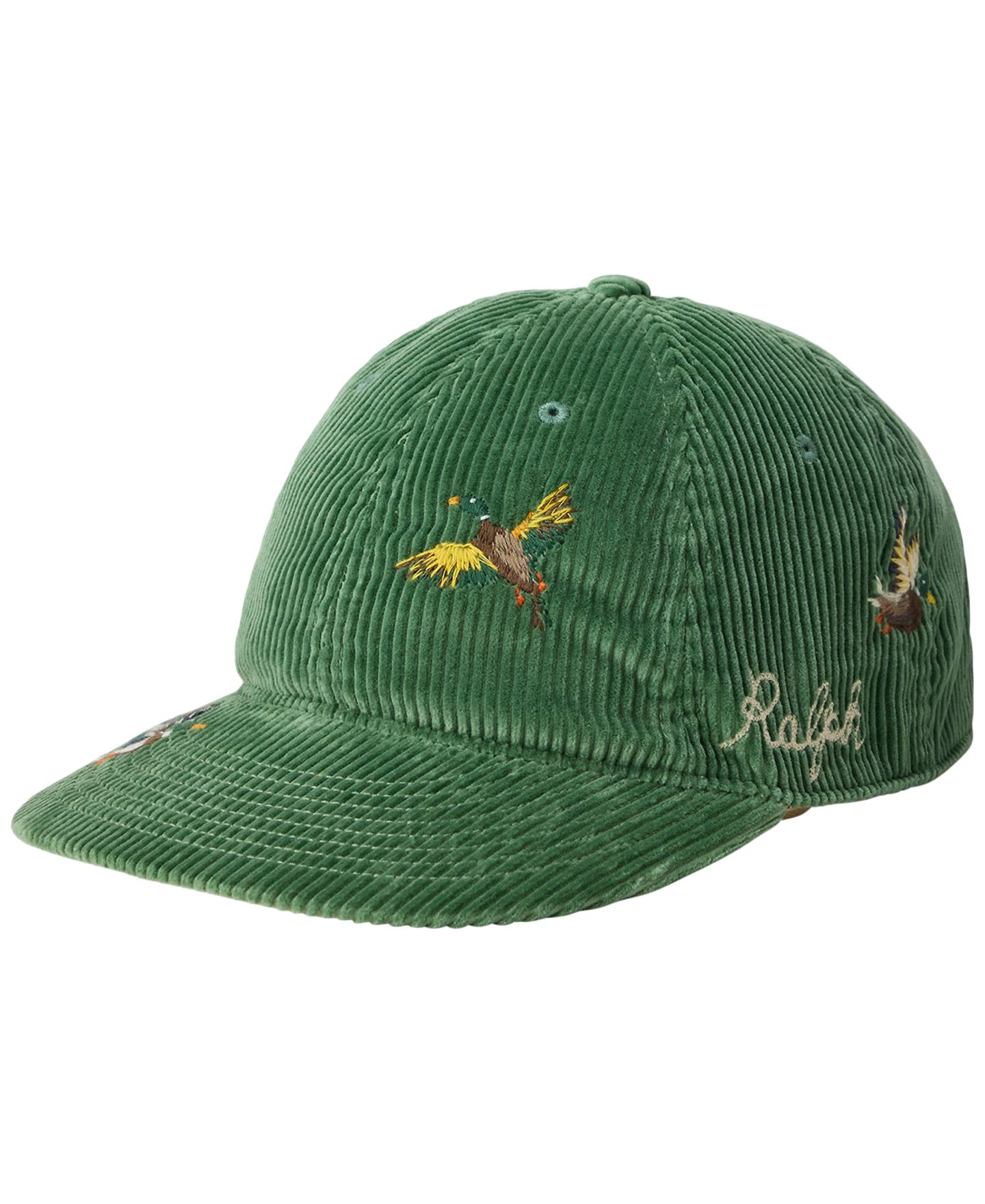 Мужская вельветовая бейсболка Polo Ralph Lauren с вышивкой, регулируемая, цвет: Зелёный — фото 1