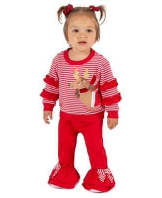 Baby Girls' Stripped Sweater with Bow Applique Leggings, 2-Piece Set