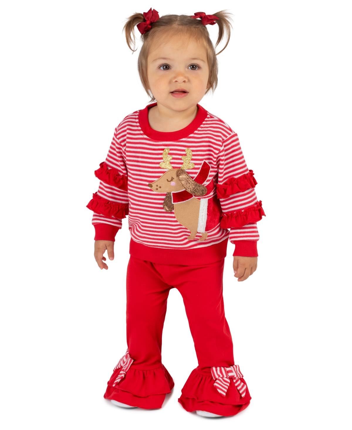 Rare Editions Baby Girls' Stripped Sweater with Bow Applique Leggings, 2-Piece Set