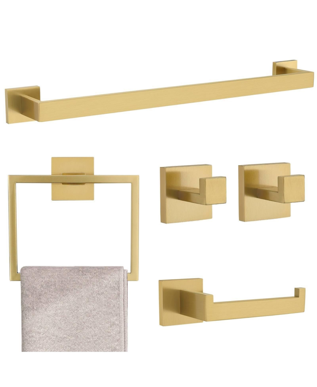Cyqbd 5 Pieces 23.6" Bathroom Hardware Set Towel Bar Rack SUS304 Wall Mounted