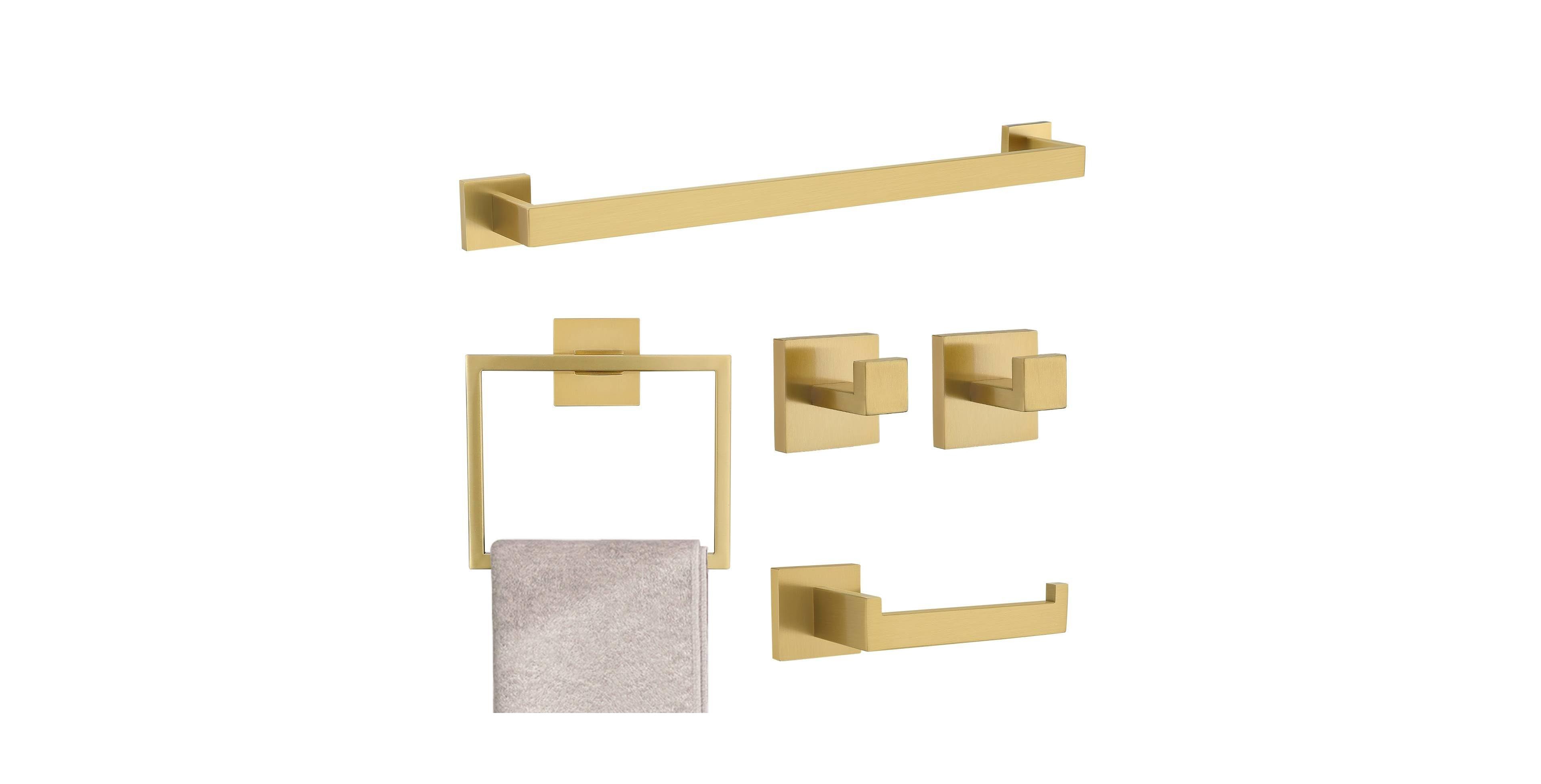 Cyqbd 5 Pieces 23.6" Bathroom Hardware Set Towel Bar Rack SUS304 Wall Mounted