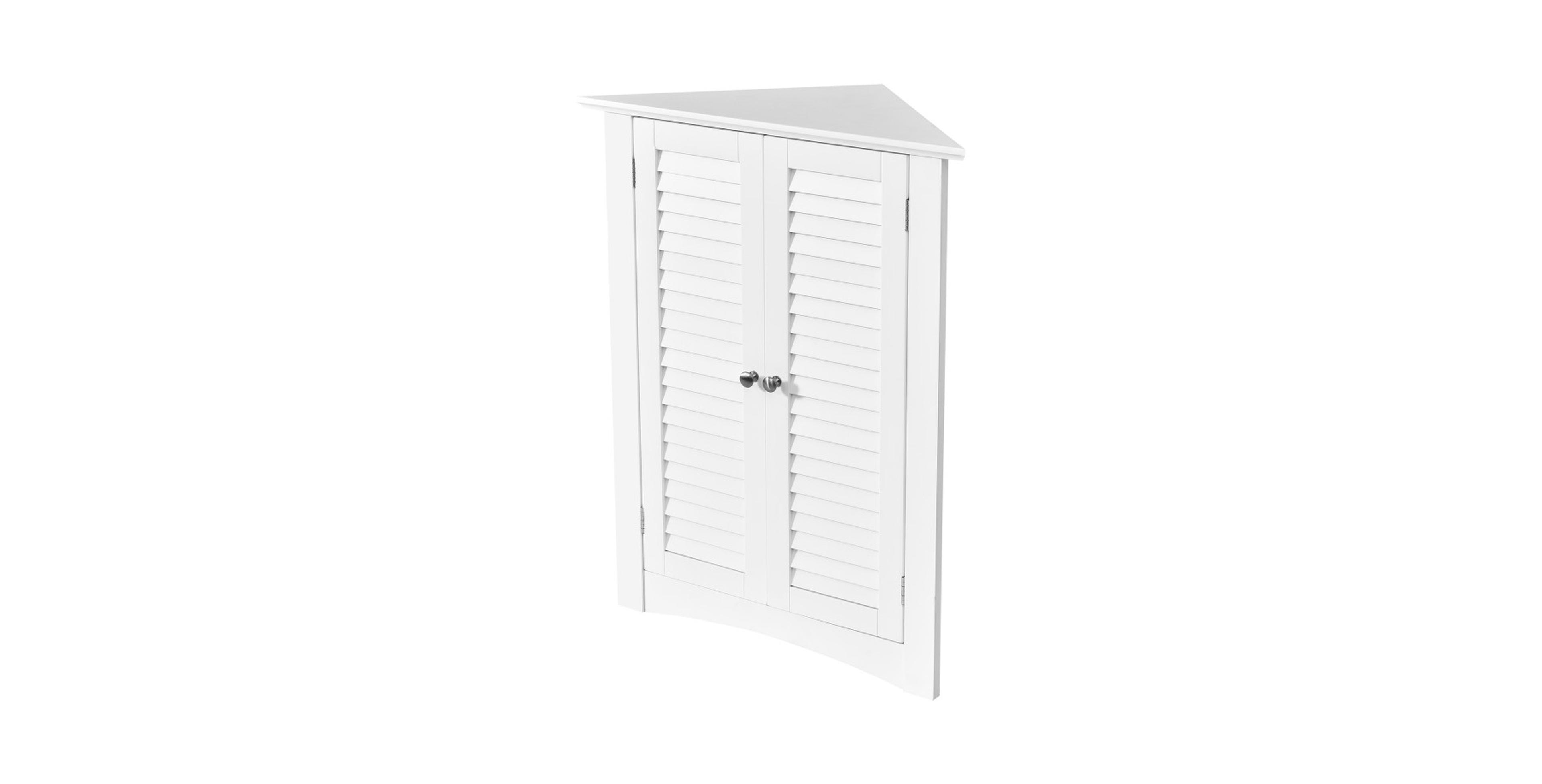 Hongge Corner Bathroom Floor Cabinet with Shutter Door and Adjustable Shelf