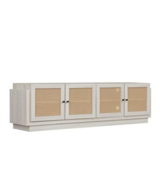 Farmhouse Style TV Stand and Woven Rattan Cabinet Doors