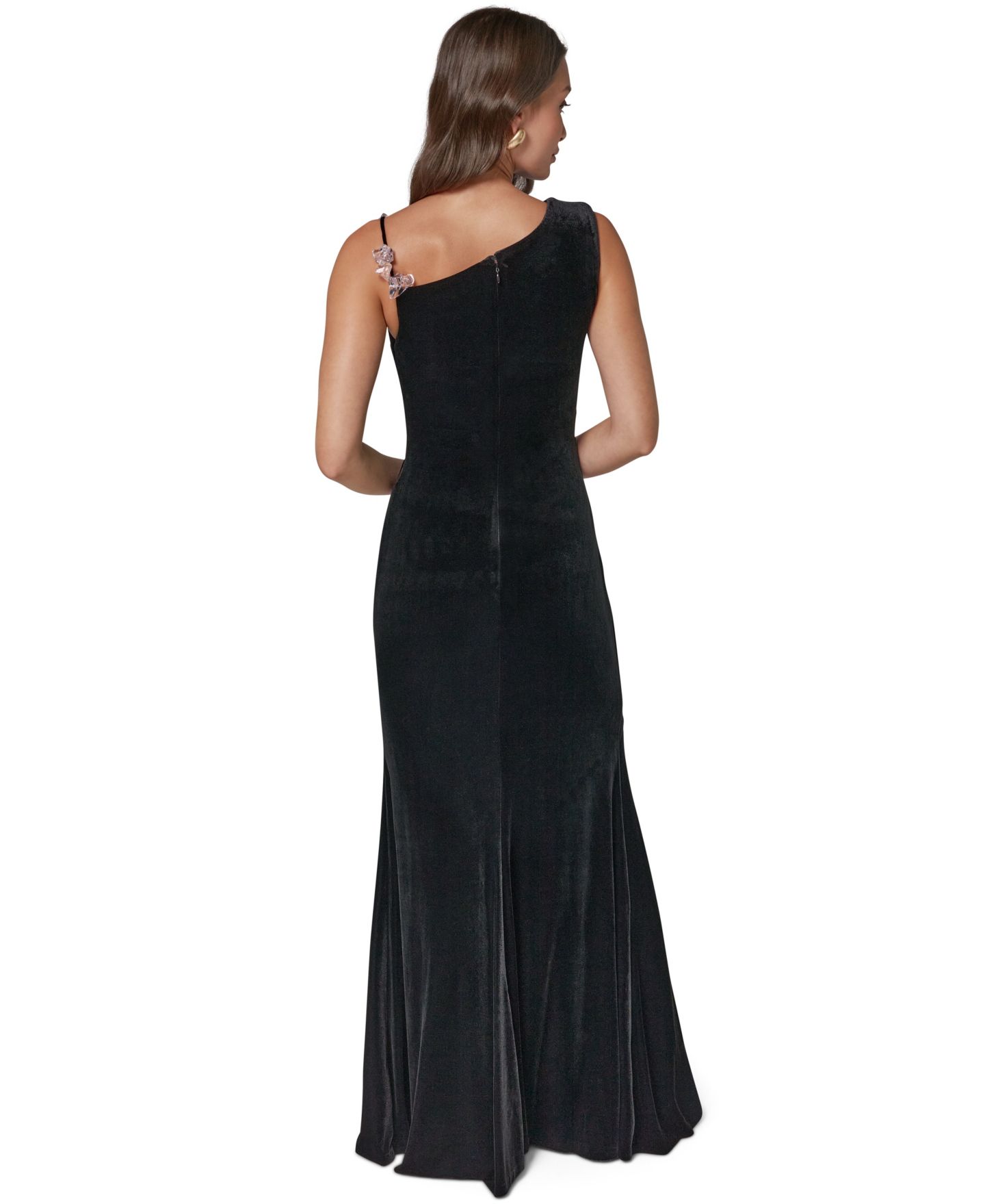 Женское платье Donna Karan New York Crystal-Beaded Cowl Neck Ruched Velvet Gown, цвет: Чёрный — фото 5