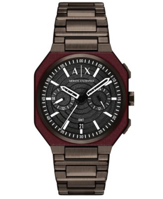 Men's Bass Dual-Time Brown Stainless Steel Watch 40mm