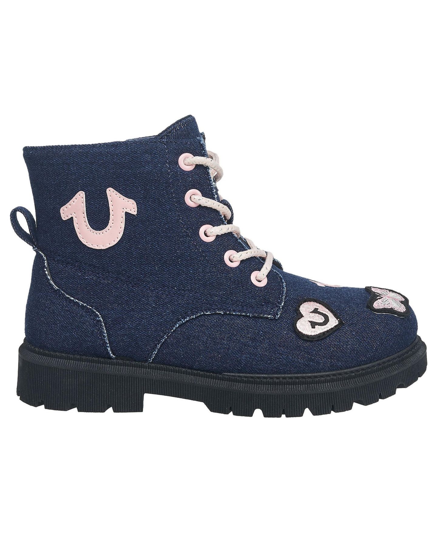 Детские ботинки True Religion Cleo на шнуровке из искусственной замши, цвет: Тёмный джинсовый — фото 2