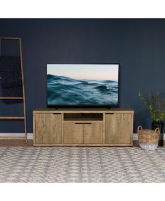 Farmhouse Mango Wood-Look 60 Inch TV Stand with 4 Storage Cabinets