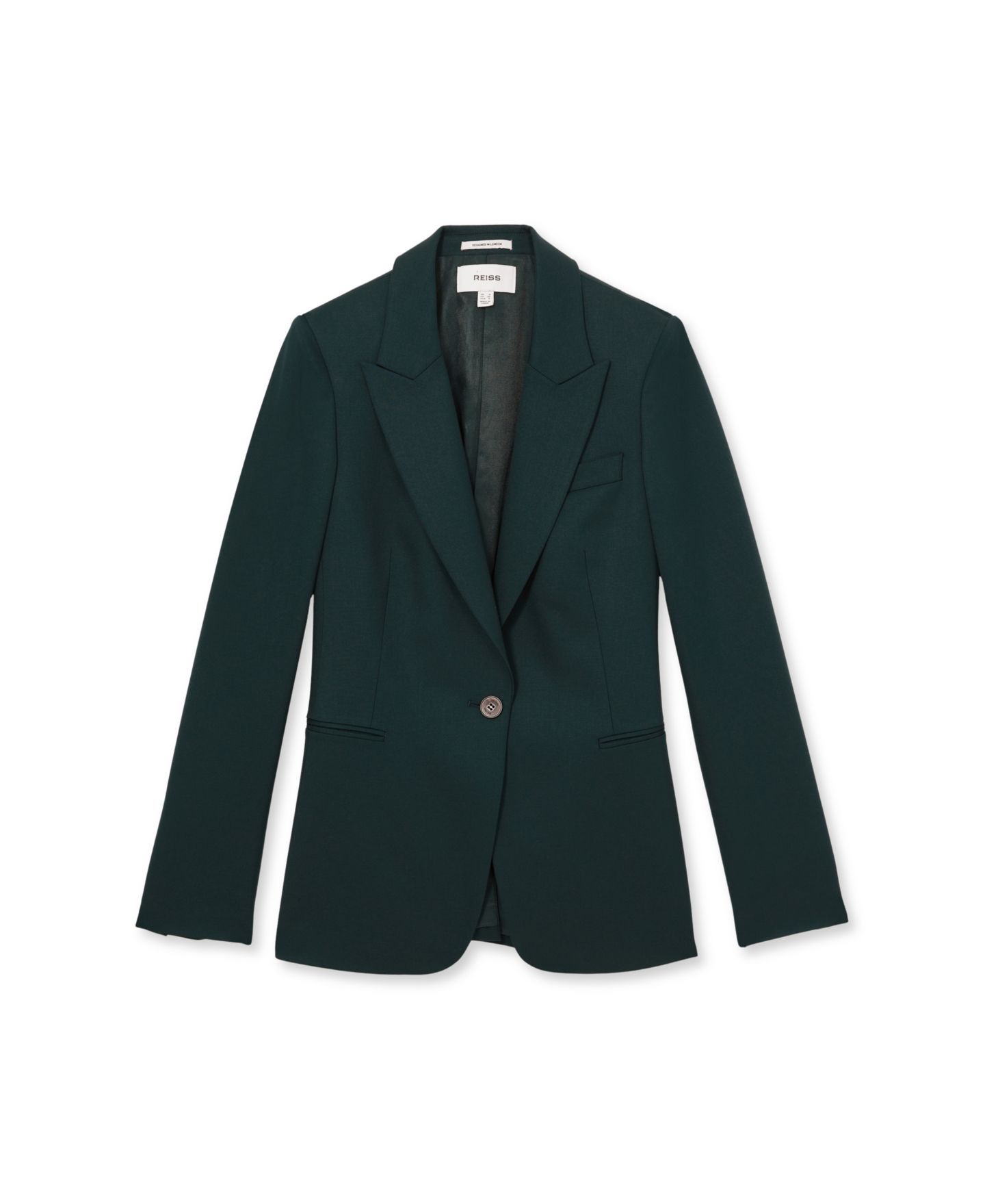 Женский однобортный блейзер Reiss Jade с остроконечными лацканами и подкладкой, цвет: Зелёный — фото 4