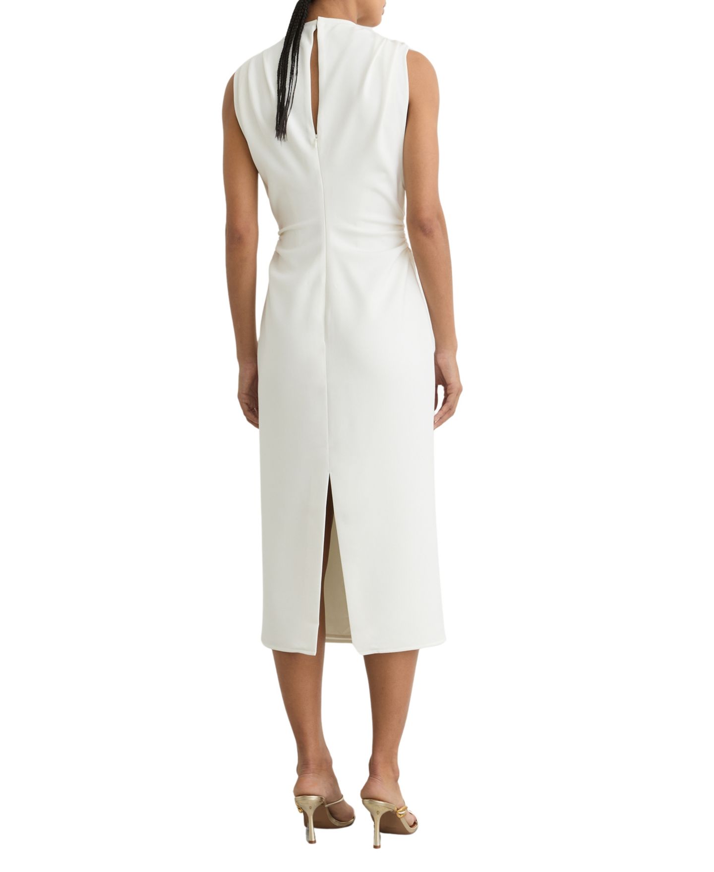 Женское платье REISS Bronte Sleeveless Crewneck Midi, цвет: Слоновая кость — фото 3