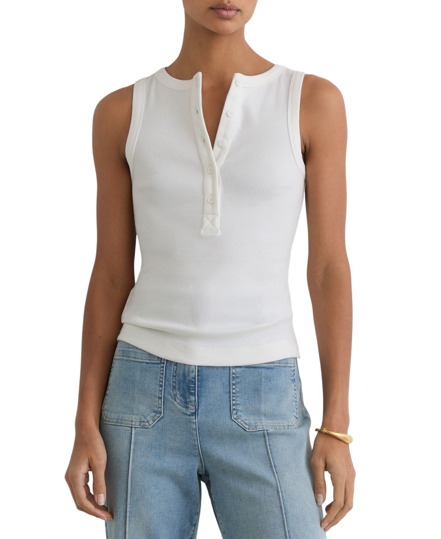 Женский жилет REISS Rita Ribbed Sleeveless Crewneck, цвет: Белый — фото 1