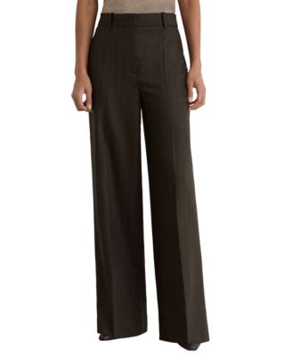 Petite Dawson Herringbone-Weave Wide-Leg Pants
