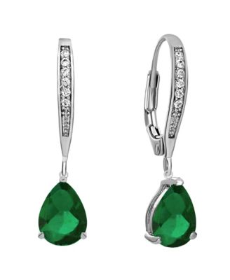 White Cubic Zirconia Pear Drop Earrings