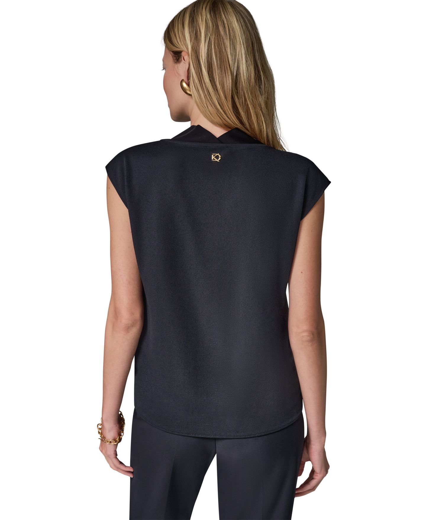 Женский топ Donna Karan New York Cowl-Neck Cap-Sleeve Top, цвет: Чёрный — фото 5