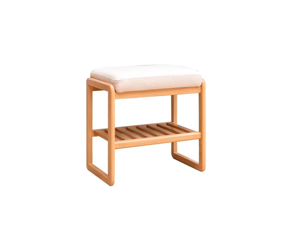 sumyeg Solid Wood Shoe Bench with Beech Wood Storage Rack and High-Rebound Sponge Cushion - Natural
