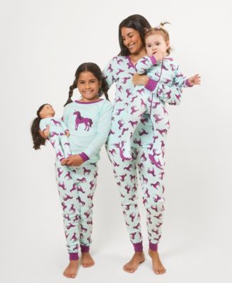 Matching Mommy & Me Aqua Blue & Purple Unicorn Cotton Pajamas