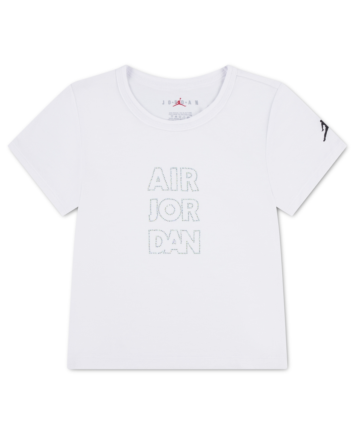 Girls Jordan Air Bling Stack Short Sleeve T-Shirt - Girls' Grade School White Size S