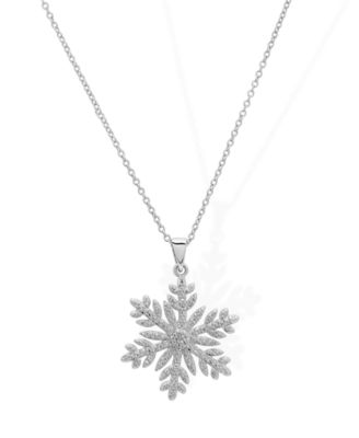 Diamond Accent Silver-Tone Snowflake Pendant Necklace