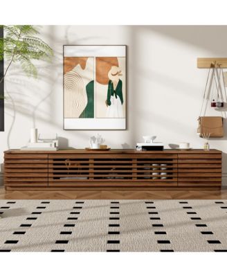 70.8" Fluted Flip Door TV Stand Low Profile Media Console For 65-80 Inch TV