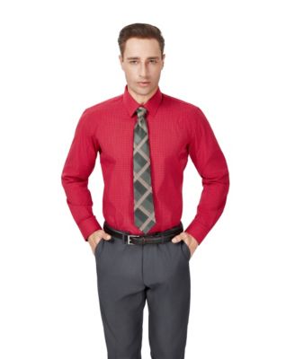 Men's Slim-Fit Grid Dress Shirt