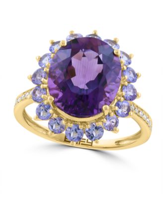 Amethyst, Diamond and Tanzanite Ring (4-1/10 ct. t.w.) in 14k Yellow Gold