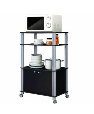38.5 Inch P2 MDF and Plastic 3-Shelf Rolling Microwave Storage Cart