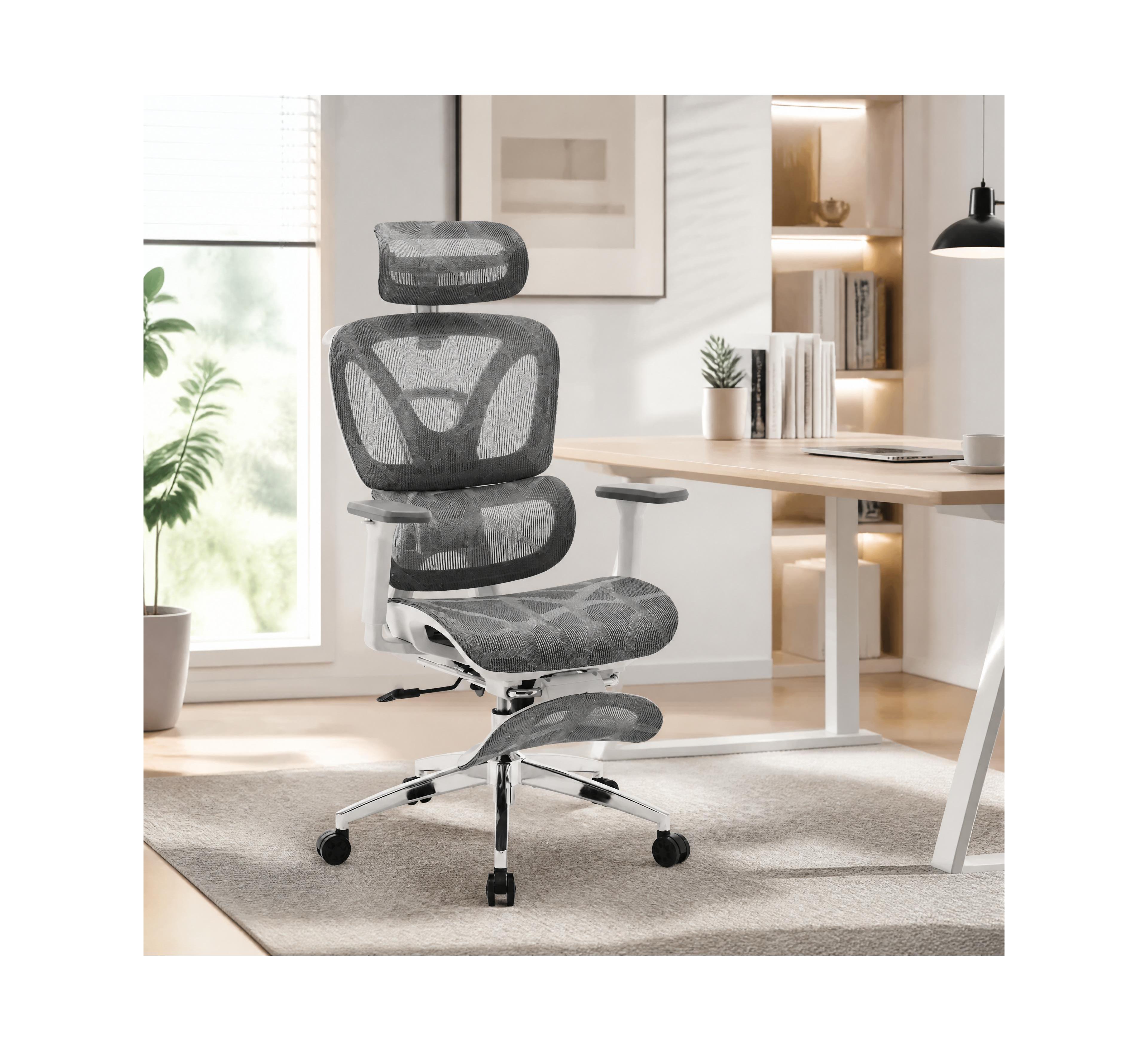 homfan Ergonomic Executive Office Chair High Back Mesh Adjustable Lumbar Support 3D Armrests Headrest Footrest Tilt Lock for Home Office