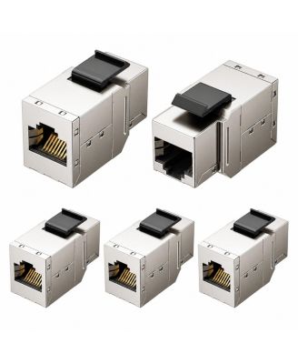UL Listed 5 Pack 10Gbps Shielded Cat6 Keystone Coupler Female to Female RJ45