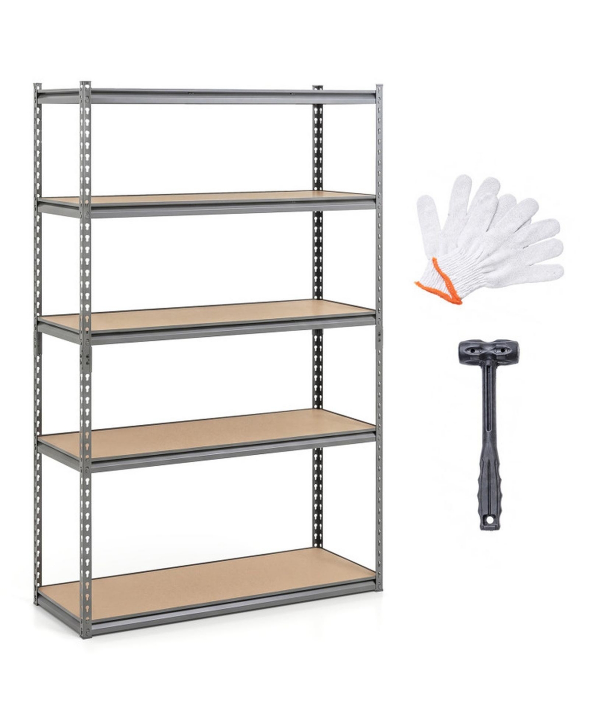 Gouun 72 Inch 5-Tier Metal and Mdf Adjustable Heavy-Duty Garage Shelving Unit